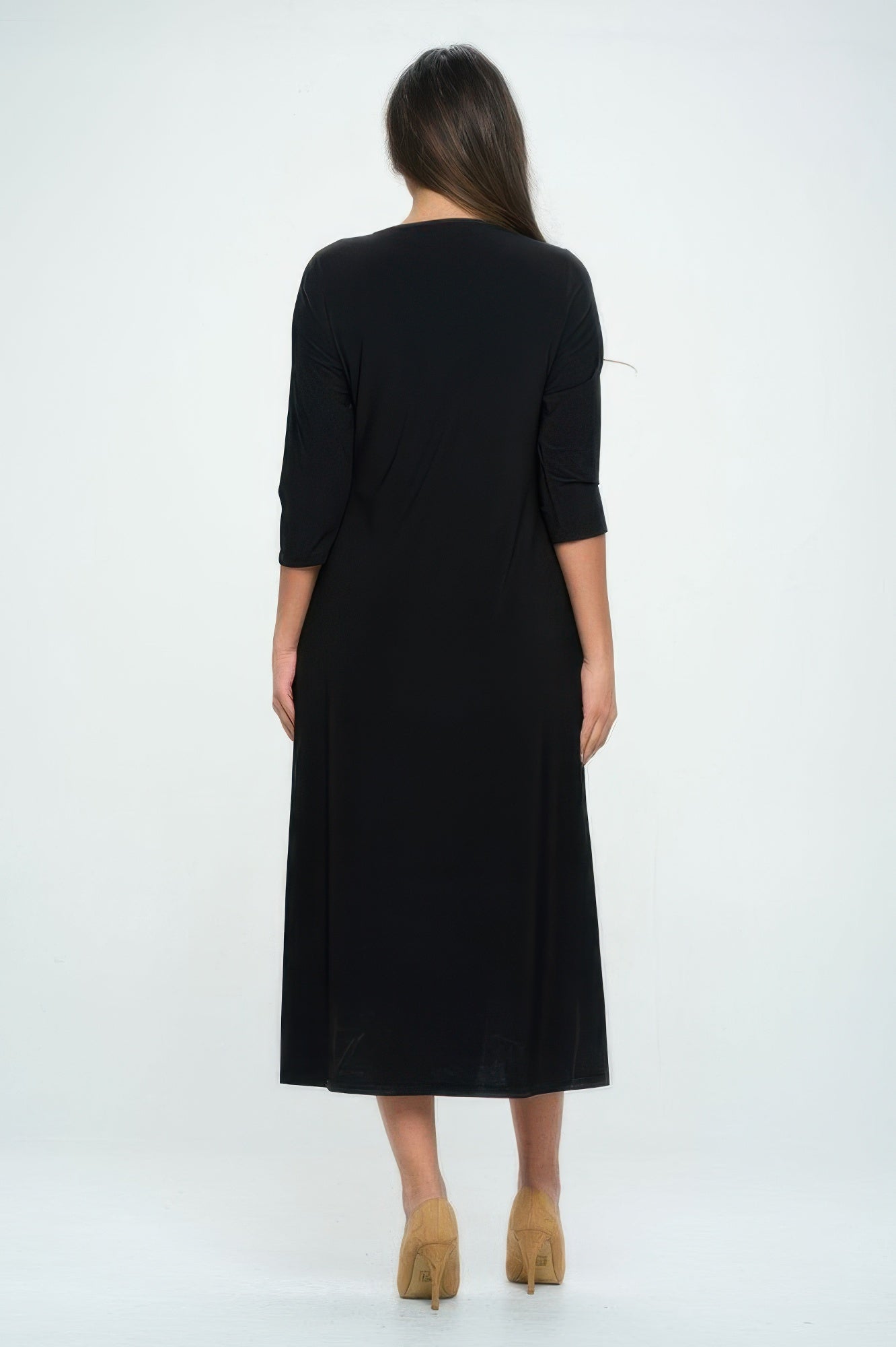 Hit V - neck Long Dress W/pocket - Wear Arielle