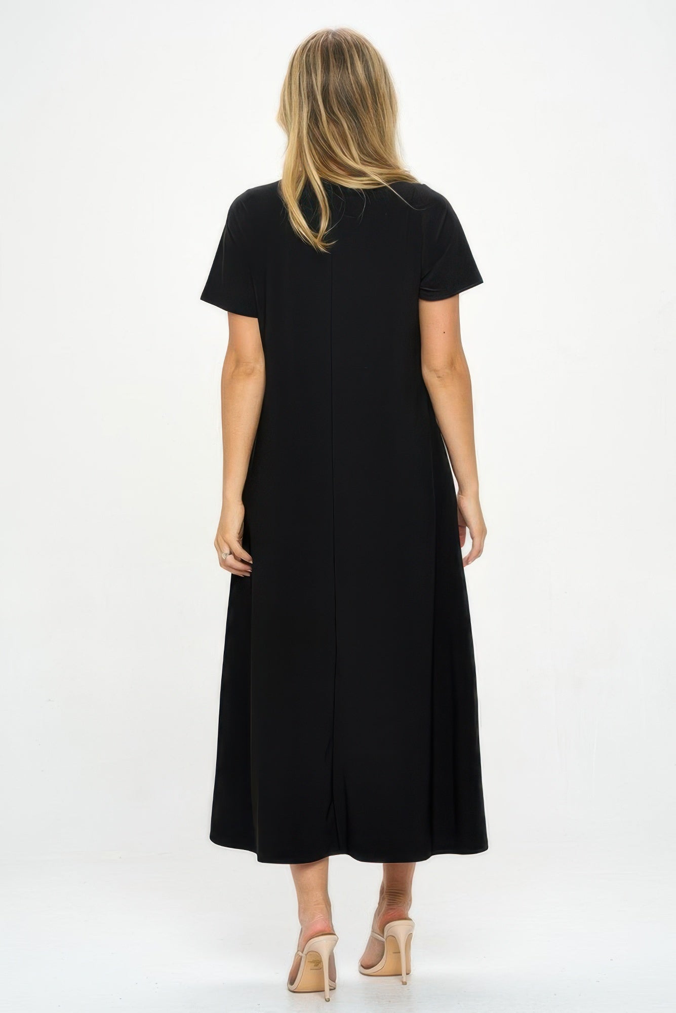 Hit V - neck Long Dress W/pocket - Wear Arielle