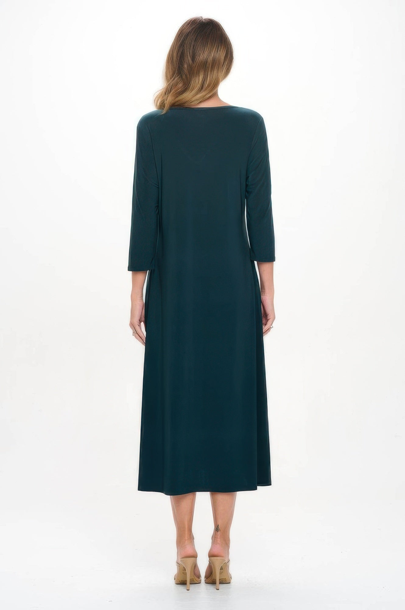Hit V - neck Long Dress W/pocket - Wear Arielle