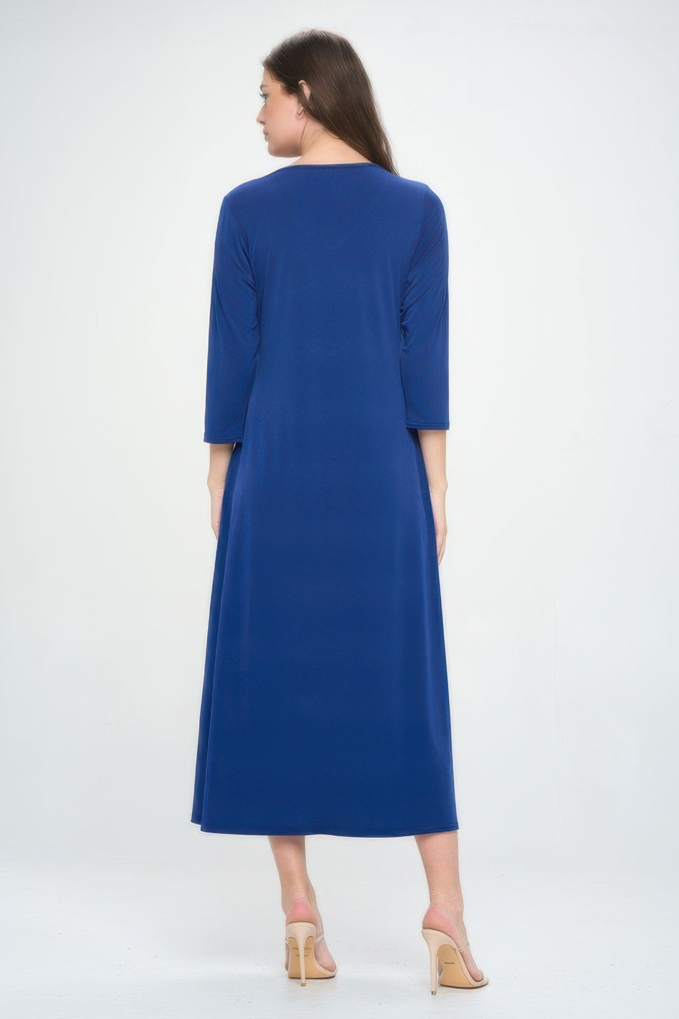 Hit V - neck Long Dress W/pocket - Wear Arielle