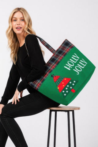 Holly Jolly Letter Christmastree Christmas Totebag - Wear Arielle