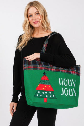 Holly Jolly Letter Christmastree Christmas Totebag - Wear Arielle