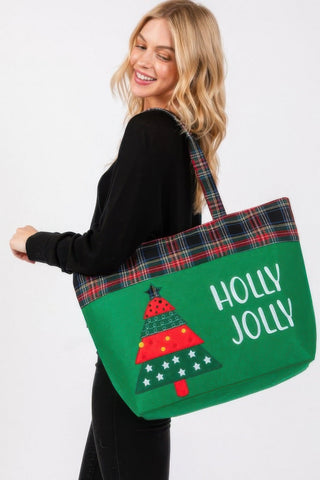 Holly Jolly Letter Christmastree Christmas Totebag - Wear Arielle