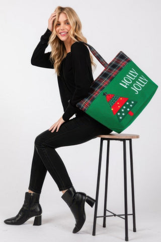 Holly Jolly Letter Christmastree Christmas Totebag - Wear Arielle