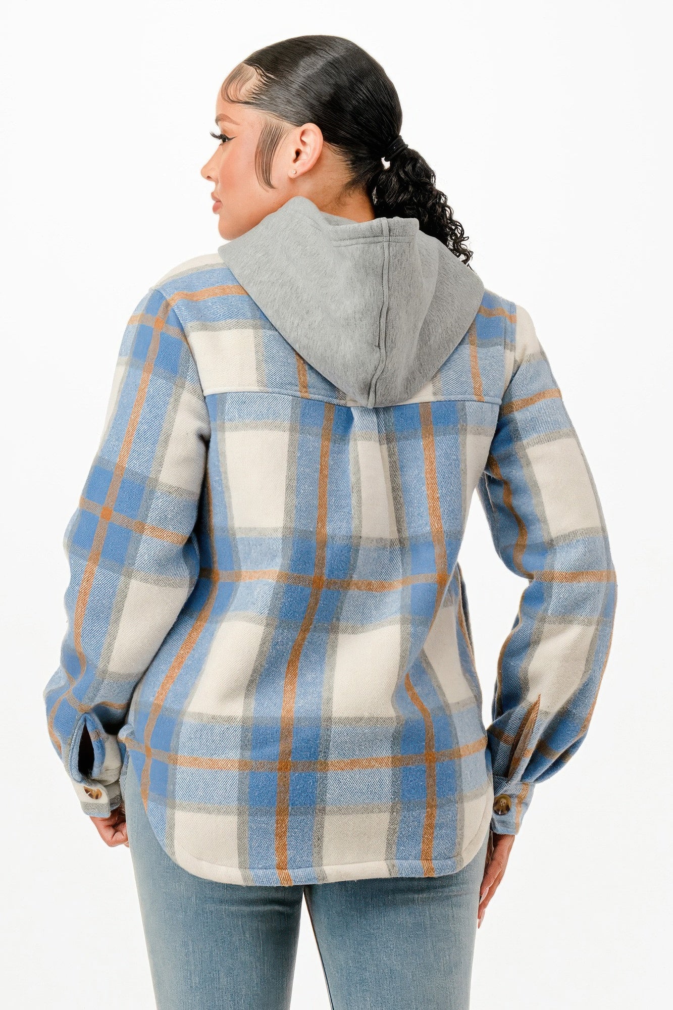 Hooded Plaid Jacket - Wear Arielle