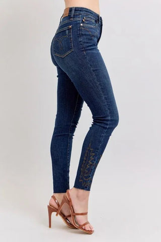 Judy Blue Full Size Embroidered High Rise Skinny Jeans Plus Size - Wear Arielle