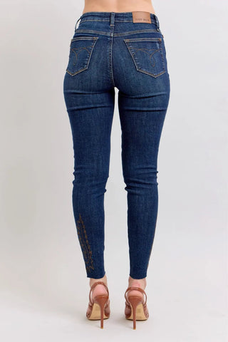 Judy Blue Full Size Embroidered High Rise Skinny Jeans Plus Size - Wear Arielle