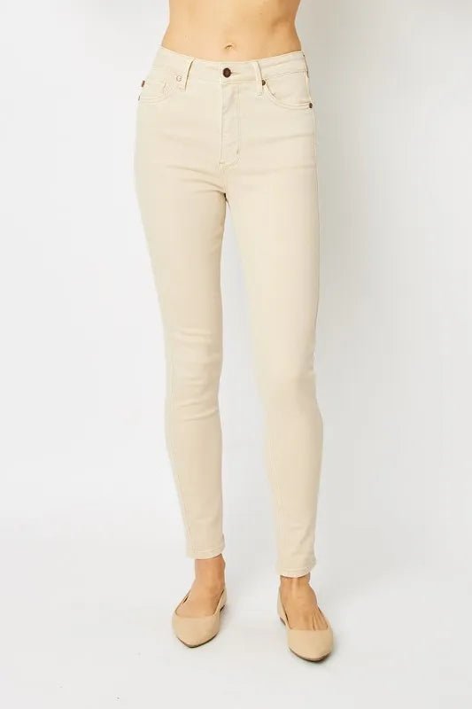 Judy Blue Full Size Garment Dyed Tummy Control Skinny Jeans - Wear Arielle