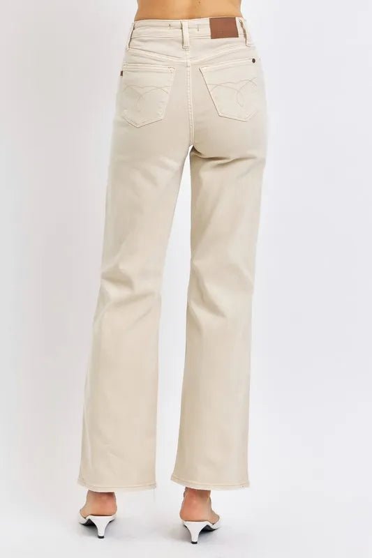 Judy Blue Full Size High Waist Distressed Wide Leg Jeans - Wear Arielle