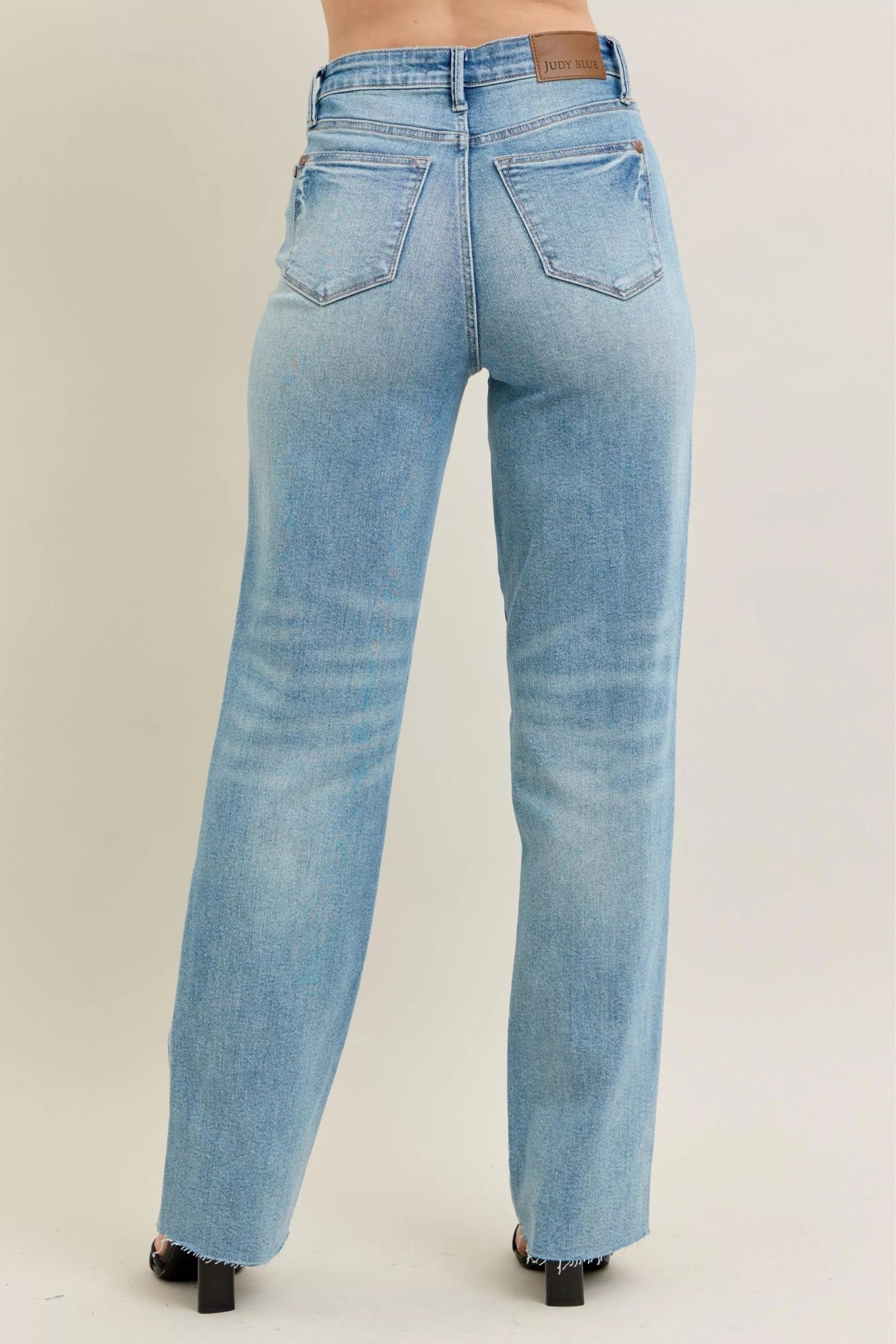Judy Blue Full Size High Waist Rigid Magic Star Shaped Destroy 90's Straight Jeans Plus Size - Wear Arielle
