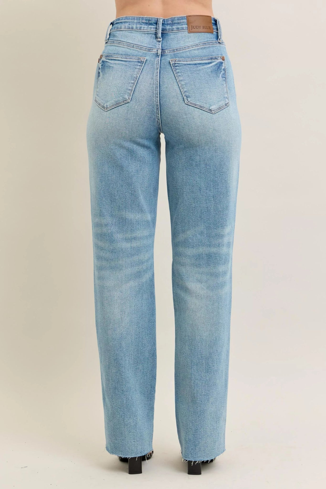 Judy Blue Full Size High Waist Rigid Magic Star Shaped Destroy 90's Straight Jeans Plus Size - Wear Arielle