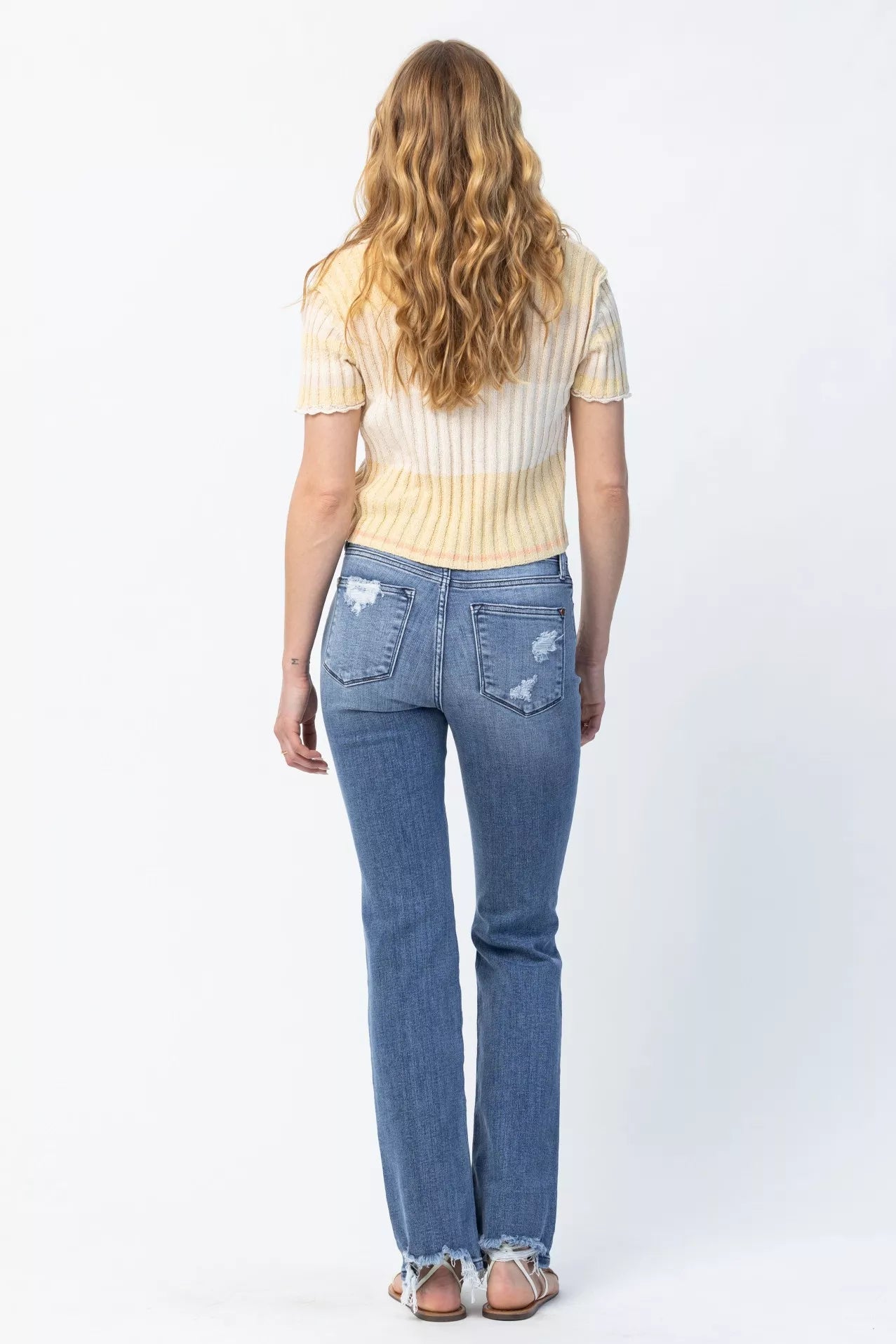 Judy Blue Full Size Mid Rise Destroy Straight Jeans Plus Size - Wear Arielle