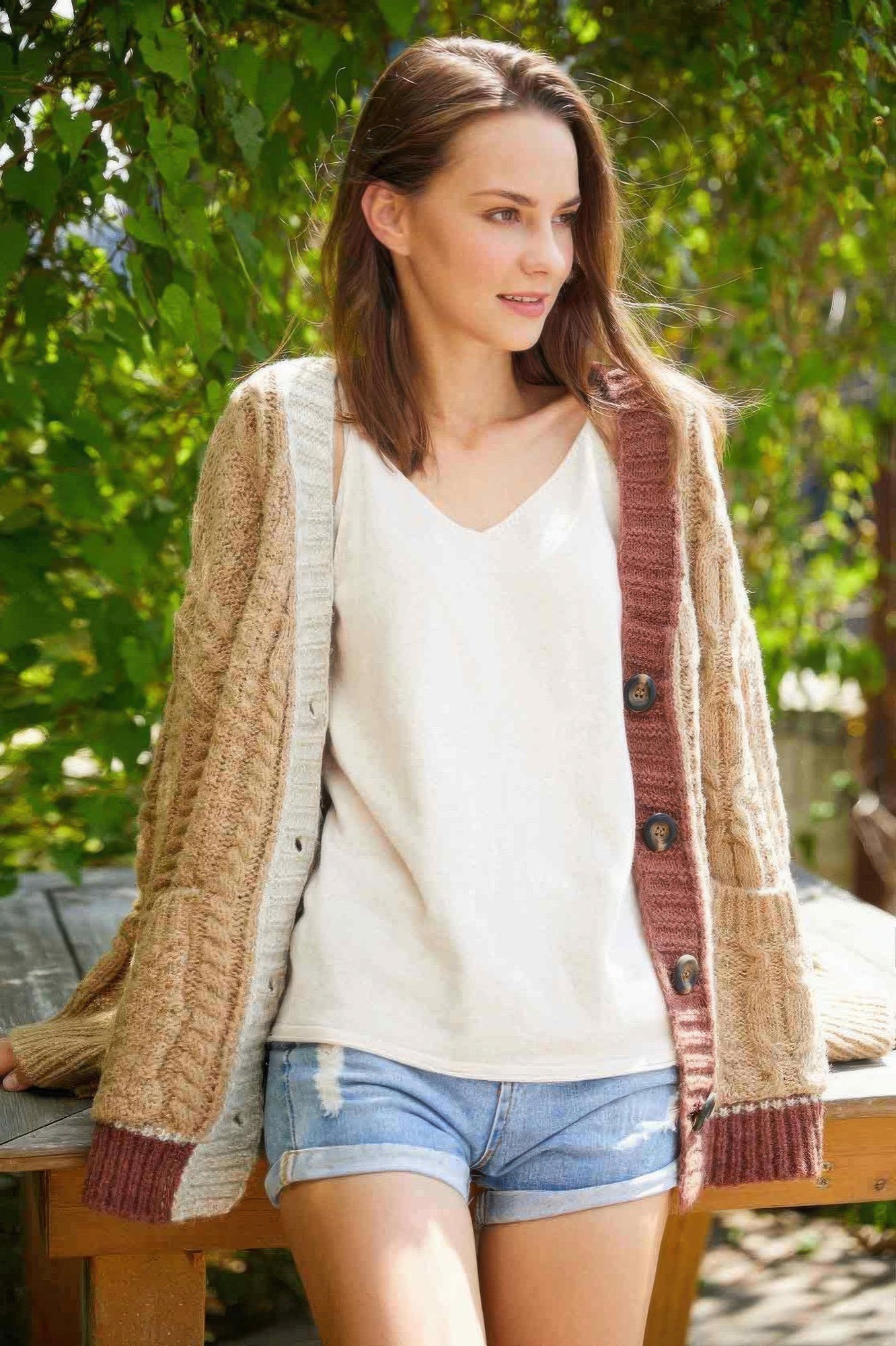 Knit Color Block Cardigan - Wear Arielle