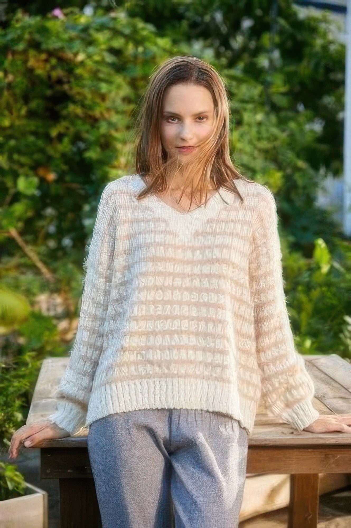 Knit Square Pattern Sweater - Wear Arielle