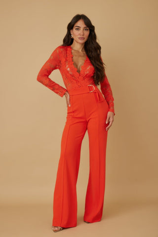 Lace Crochet Long Sleeve Jumpsuit - Wear Arielle