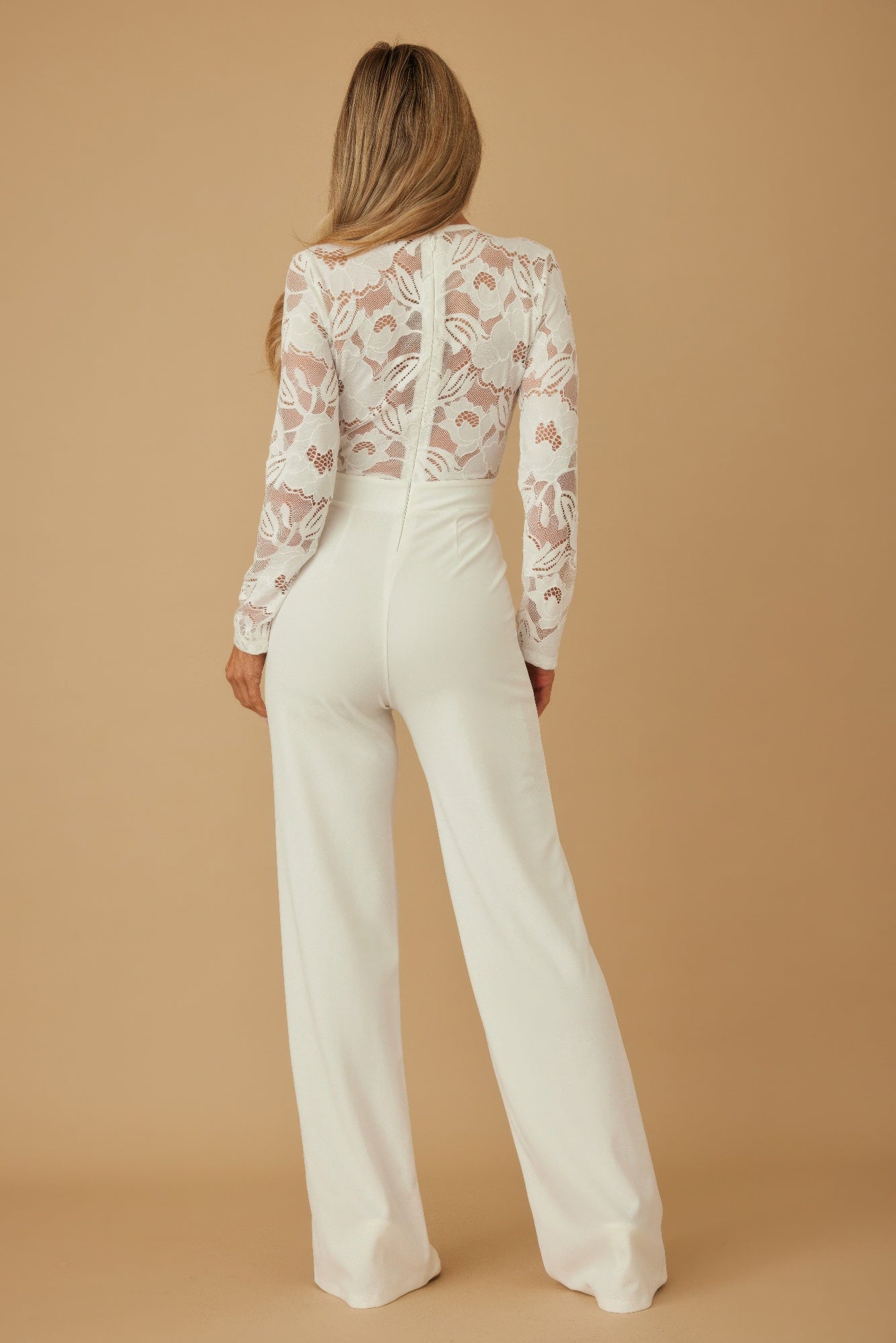 Lace Crochet Long Sleeve Jumpsuit - Wear Arielle