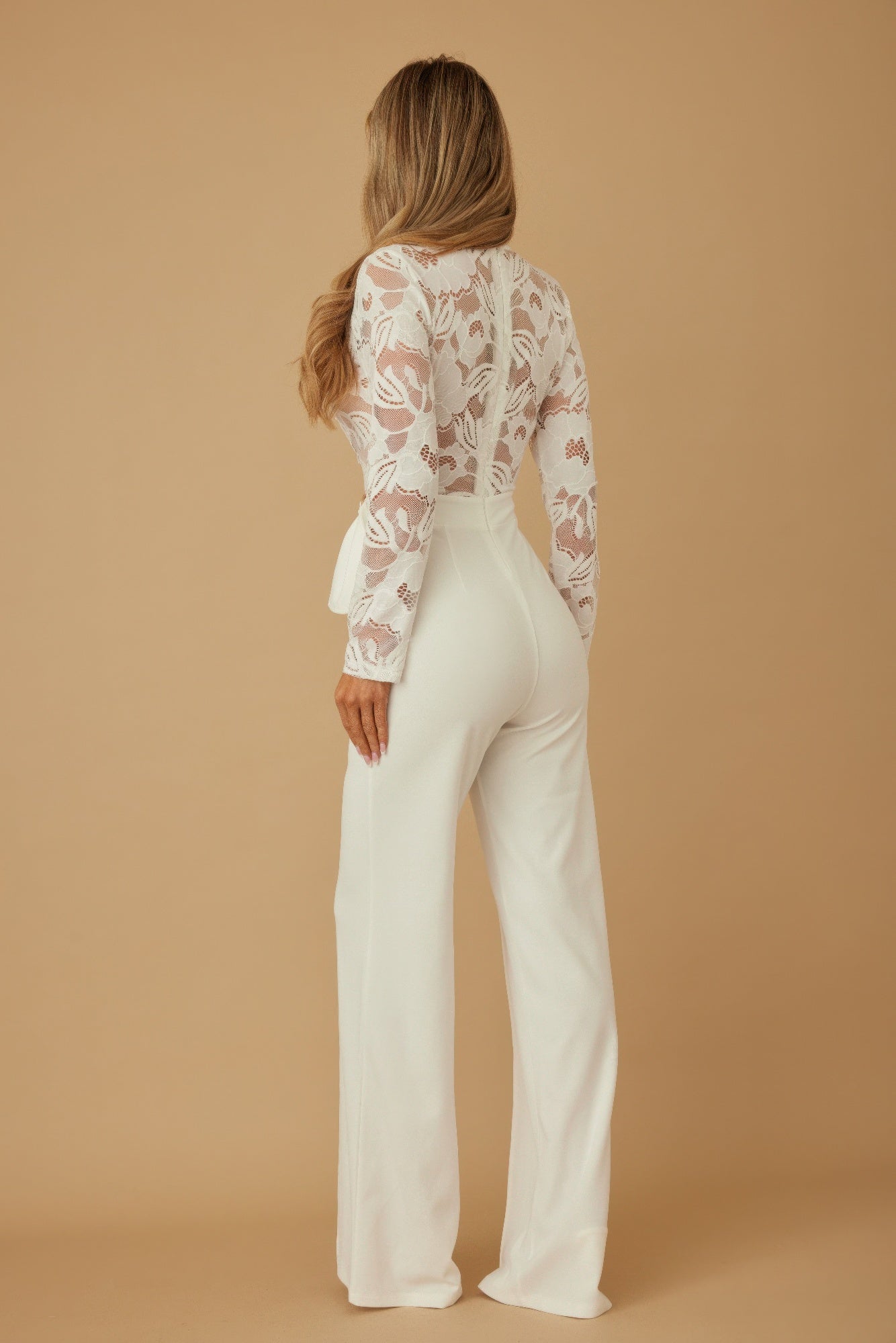 Lace Crochet Long Sleeve Jumpsuit - Wear Arielle