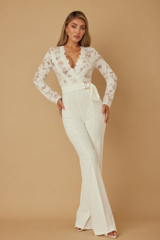 Lace Crochet Long Sleeve Jumpsuit - Wear Arielle