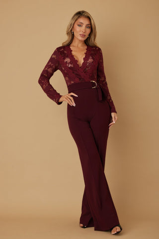 Lace Crochet Long Sleeve Jumpsuit - Wear Arielle