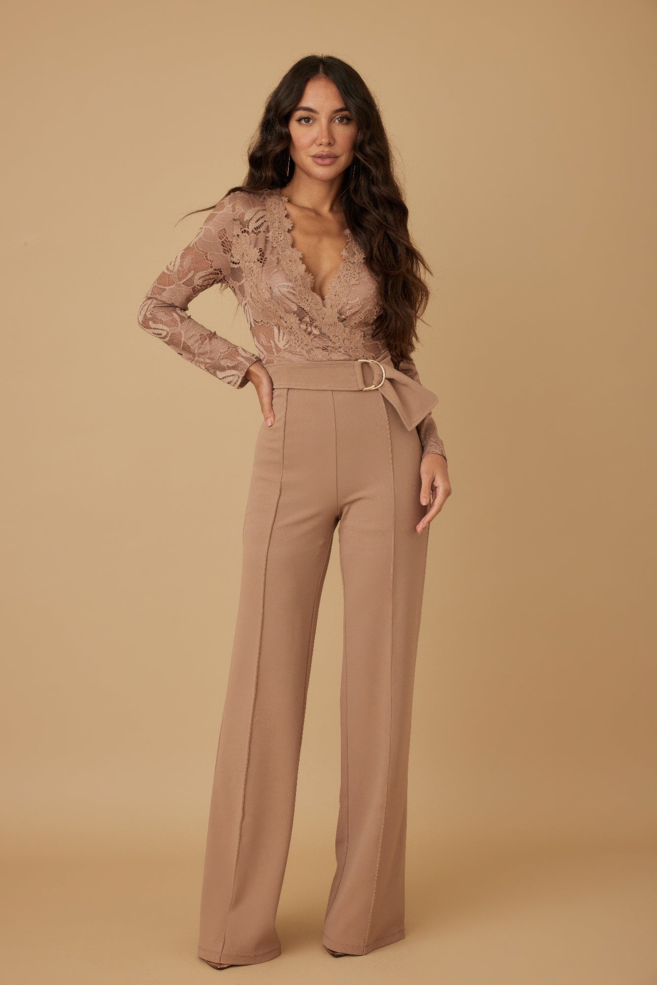 Lace Crochet Long Sleeve Jumpsuit - Wear Arielle