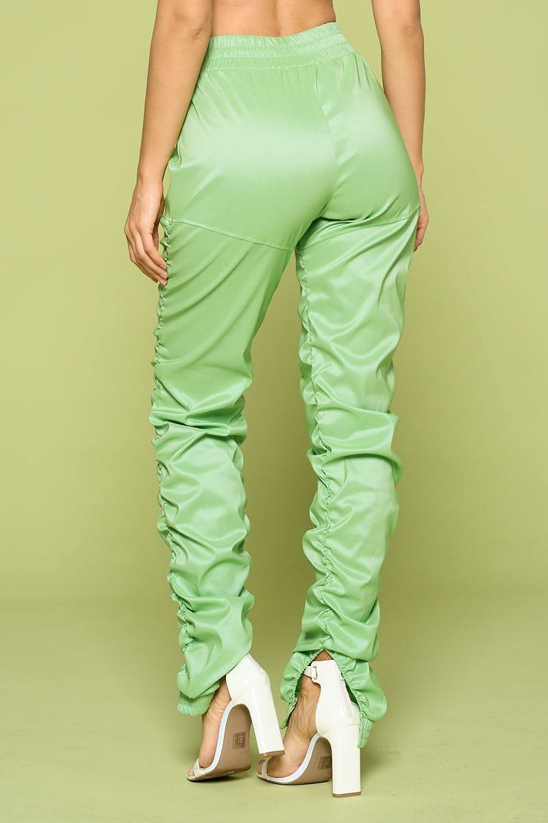 Leather Pu Ruched Pants - Wear Arielle