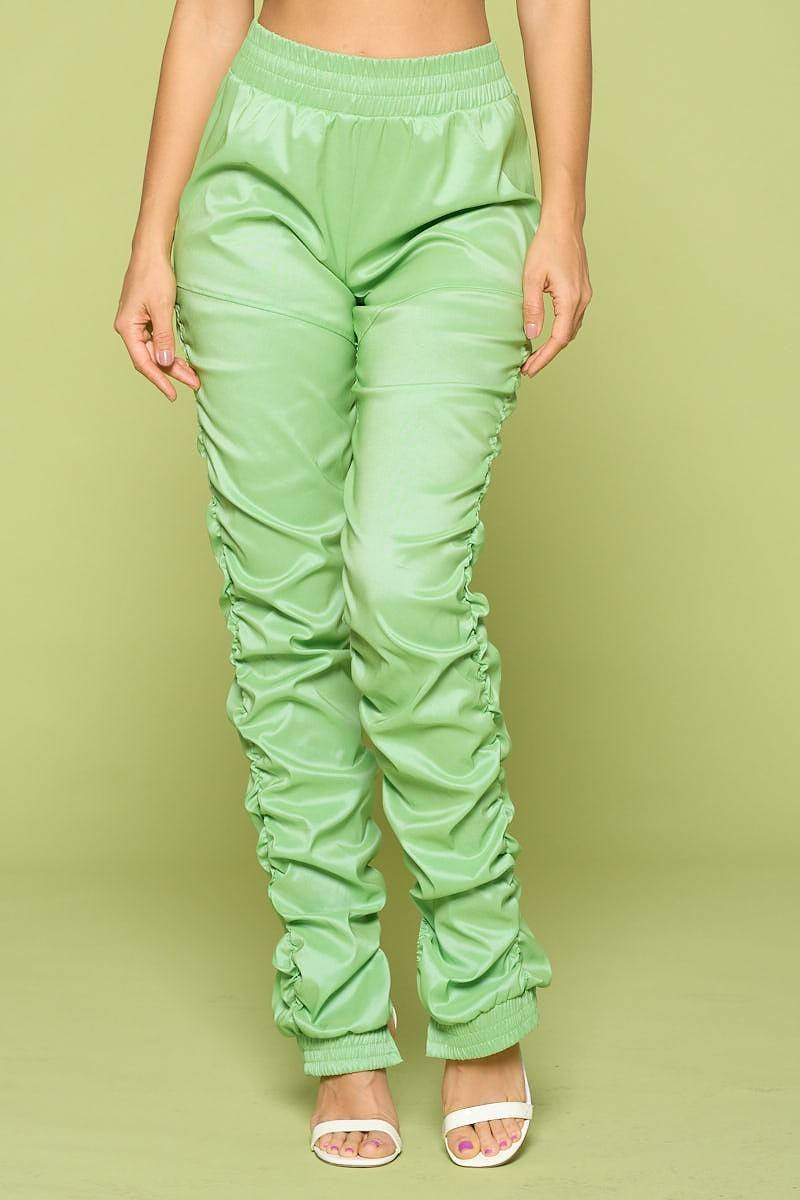 Leather Pu Ruched Pants - Wear Arielle