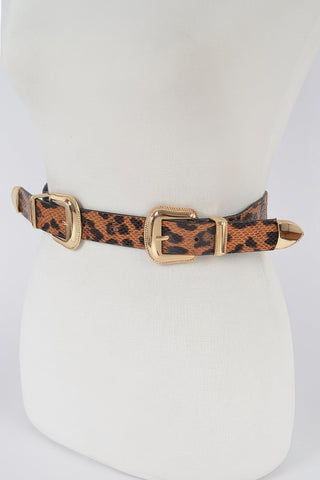 Leopard Three Pieces Metal Buckle Belt - Wear Arielle