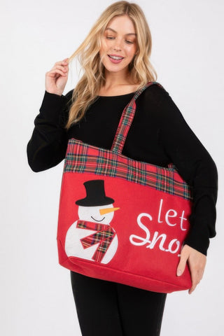 Let It Snow Letter Snowman Christmas Tote Bag - Wear Arielle