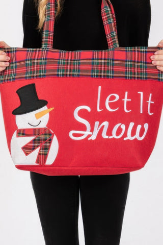 Let It Snow Letter Snowman Christmas Tote Bag - Wear Arielle