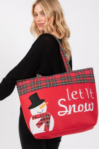 Let It Snow Letter Snowman Christmas Tote Bag - Wear Arielle