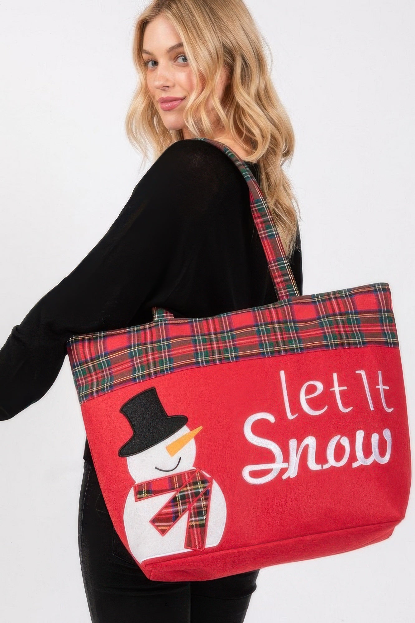 Let It Snow Letter Snowman Christmas Tote Bag - Wear Arielle