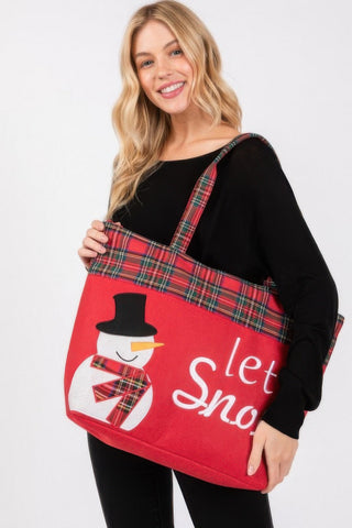 Let It Snow Letter Snowman Christmas Tote Bag - Wear Arielle