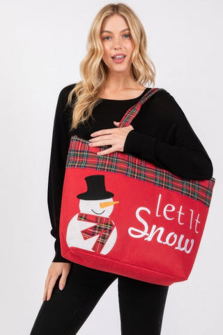 Let It Snow Letter Snowman Christmas Tote Bag - Wear Arielle