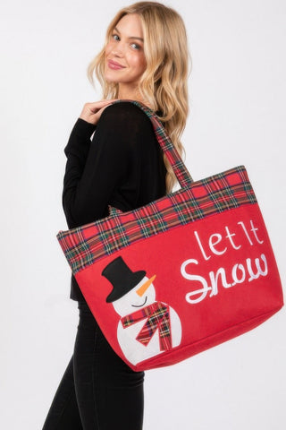 Let It Snow Letter Snowman Christmas Tote Bag - Wear Arielle