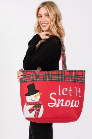 Let It Snow Letter Snowman Christmas Tote Bag - Wear Arielle