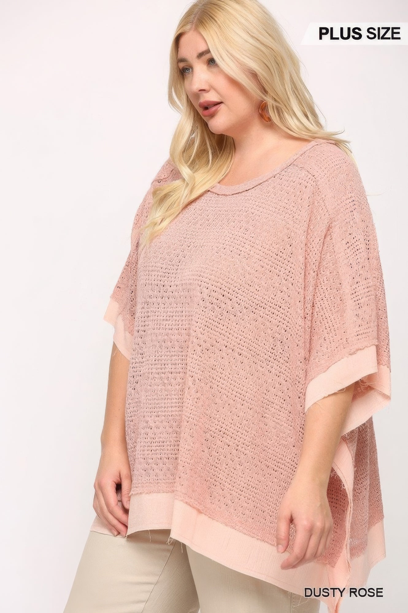 Light Knit And Woven Mixed Boxy Top With Poncho Sleeve - Wear Arielle