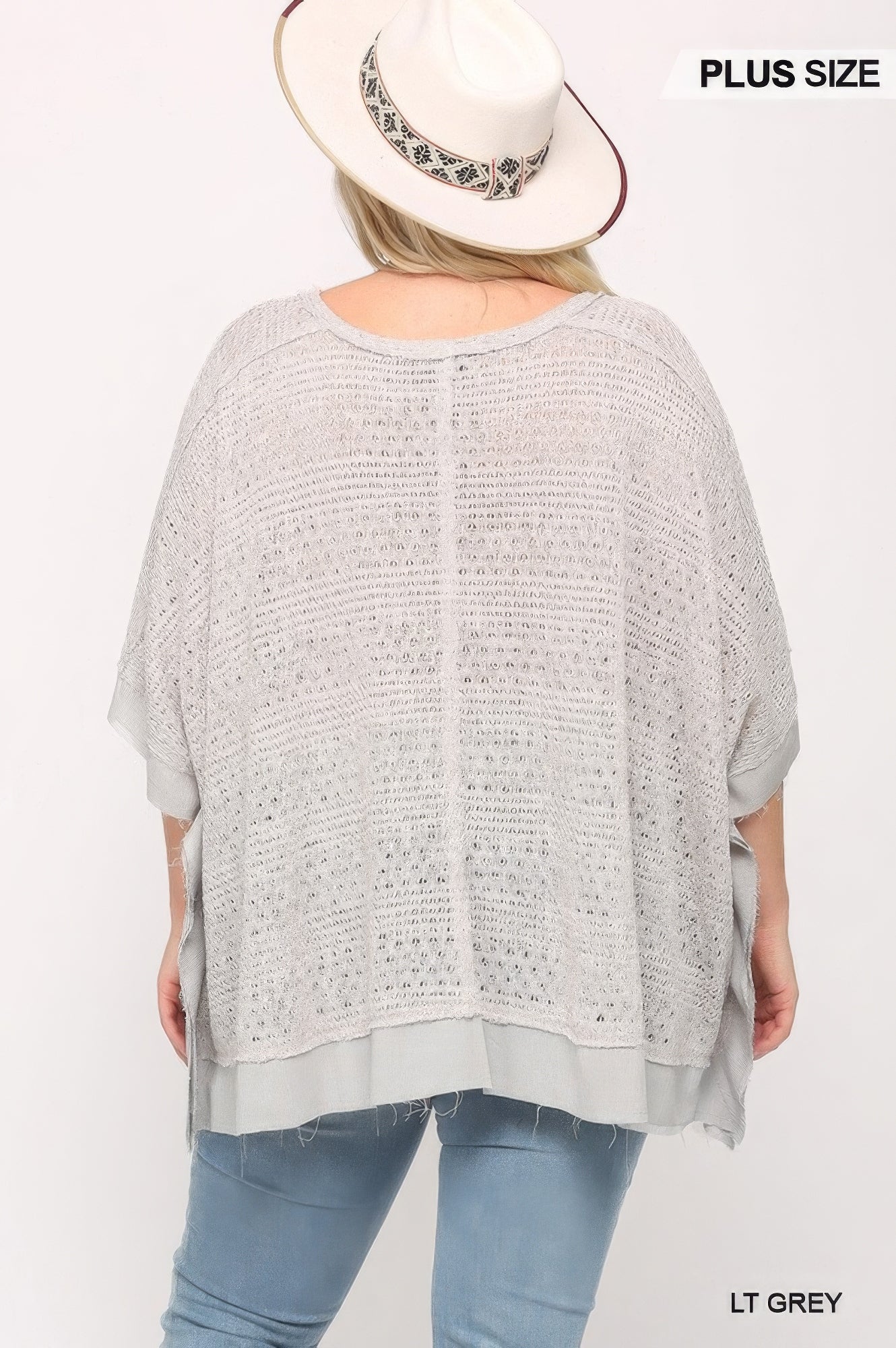 Light Knit And Woven Mixed Boxy Top With Poncho Sleeve - Wear Arielle