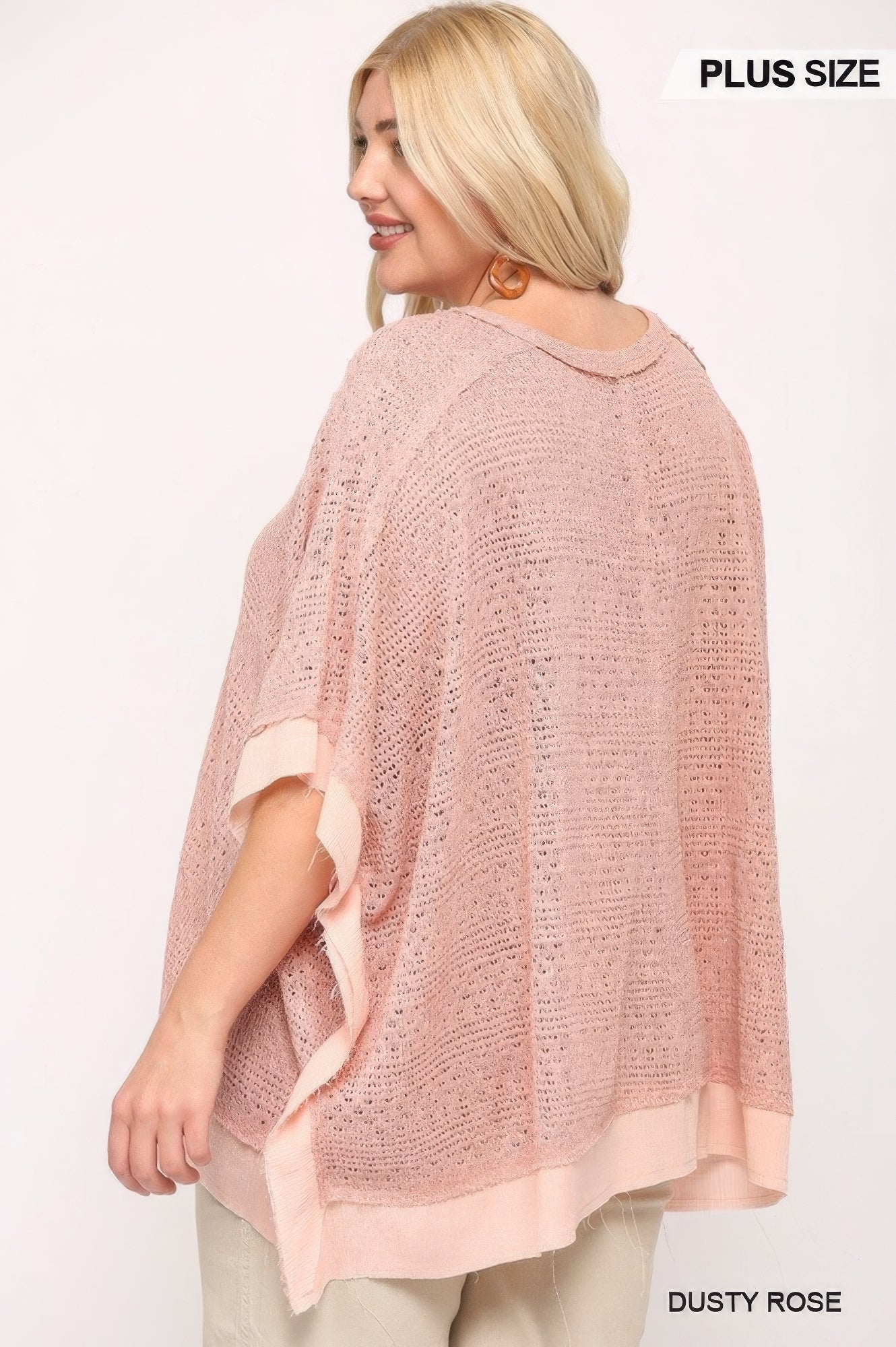 Light Knit And Woven Mixed Boxy Top With Poncho Sleeve - Wear Arielle