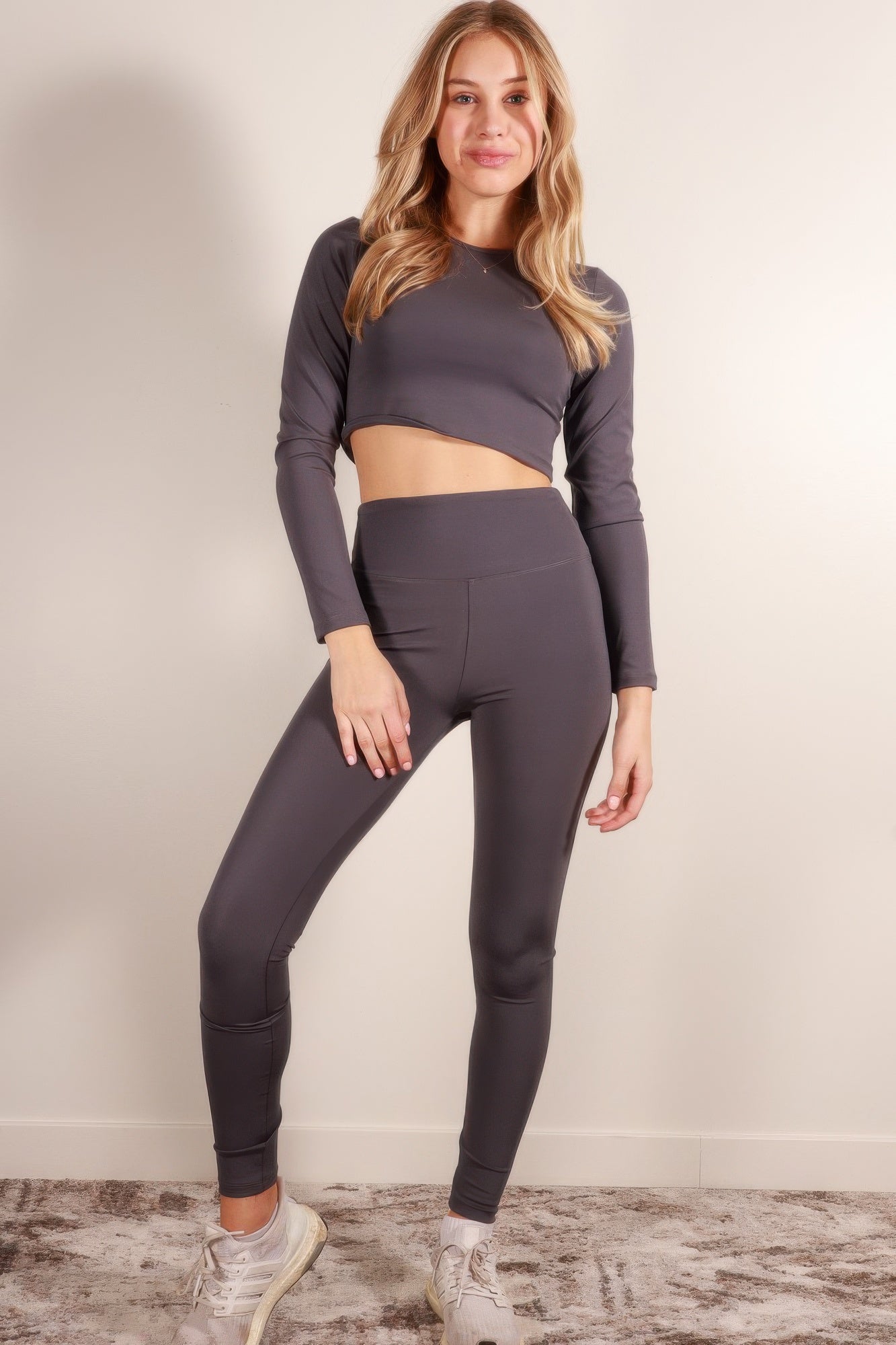 Long Sleeve Crop Top & High Waist Leggings Activewear Set - Wear Arielle
