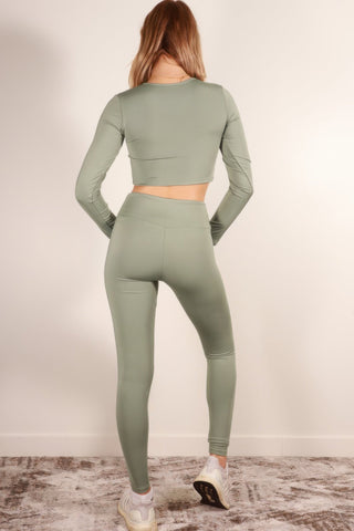 Long Sleeve Crop Top & High Waist Leggings Activewear Set - Wear Arielle