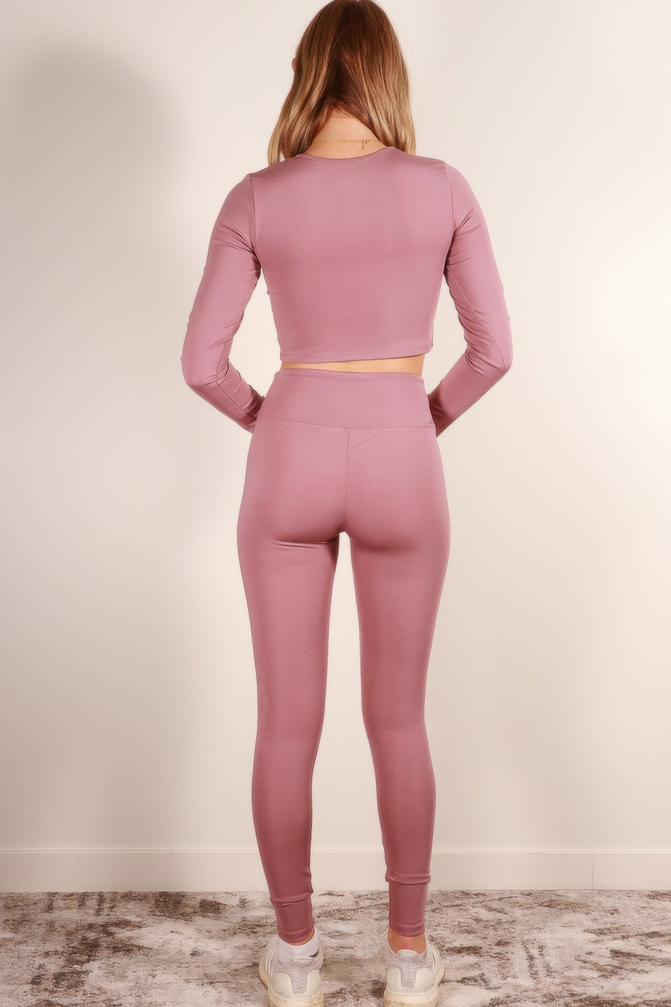 Long Sleeve Crop Top & High Waist Leggings Activewear Set - Wear Arielle