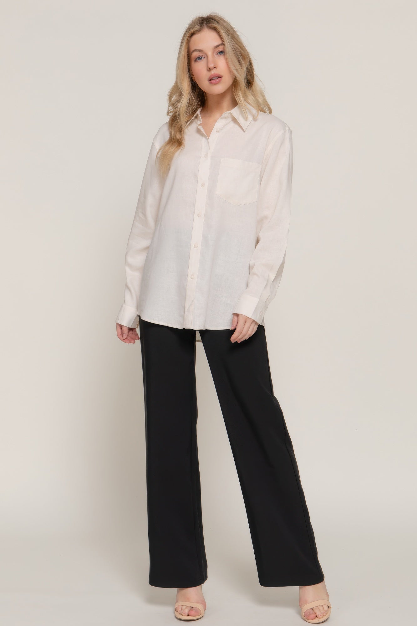 Long Sleeve Linen Blend Shirt - Wear Arielle
