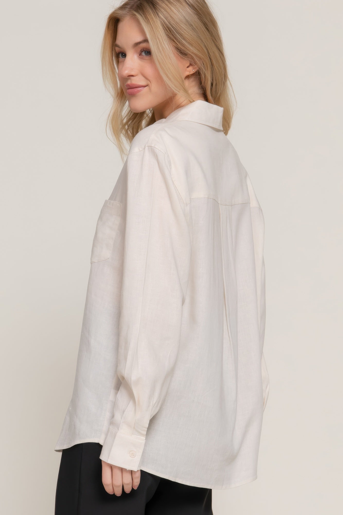 Long Sleeve Linen Blend Shirt - Wear Arielle