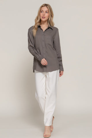 Long Sleeve Linen Blend Shirt - Wear Arielle