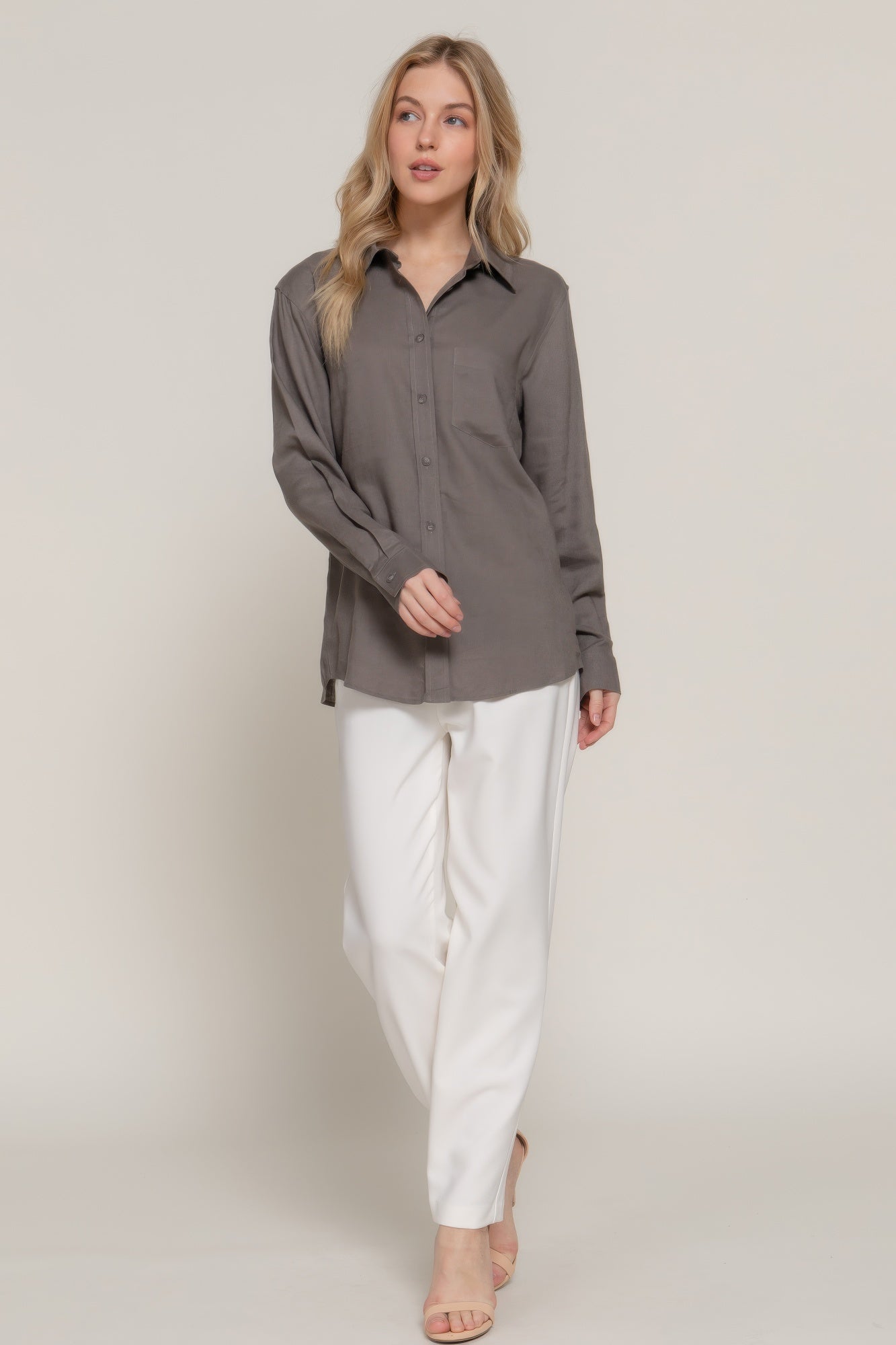 Long Sleeve Linen Blend Shirt - Wear Arielle