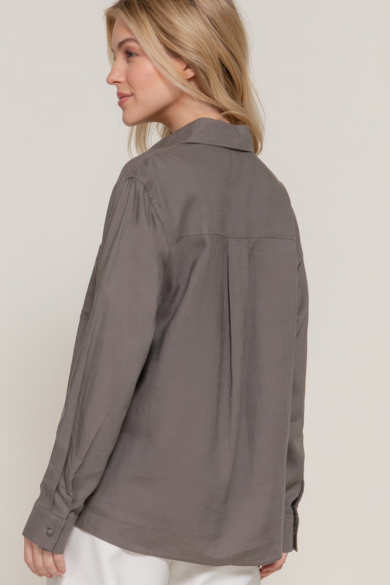 Long Sleeve Linen Blend Shirt - Wear Arielle