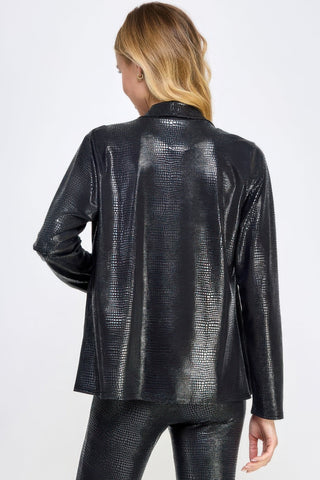 Long Sleeve Pleather Snake Skin Look Jacket - Wear Arielle