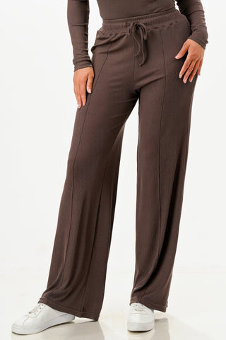 Long Sleeve Ribbed Bodysuit And Pants Set - Wear Arielle