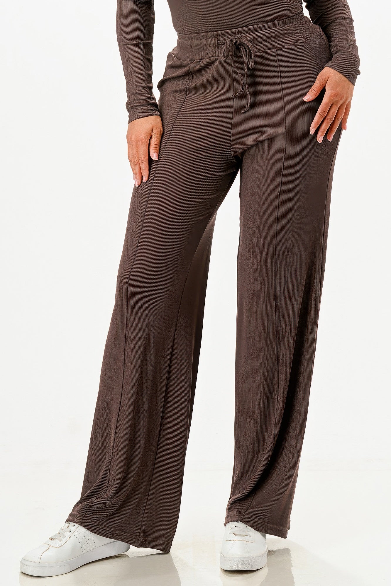 Long Sleeve Ribbed Bodysuit And Pants Set - Wear Arielle