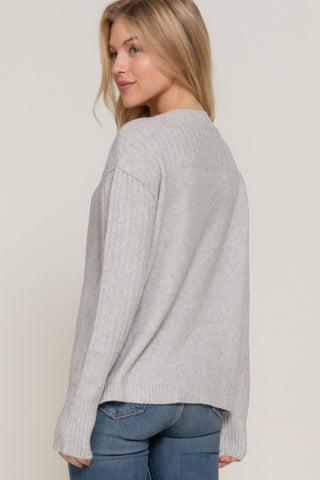 Long Slv Mock Neck Raised Seam Sweater - Wear Arielle